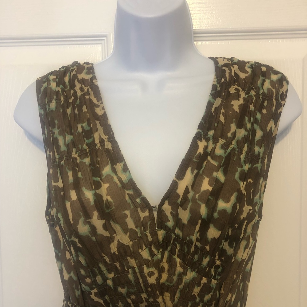 Nanette Lepore Silk Brown/Green Tiered Ruffle Dress 10 - Picture 2 of 13